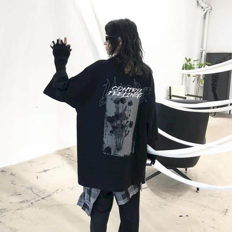 Women T Shirt Male Female Clothes Dark Graffiti Rose T-shirt Loose Funeral Print Short-sleeved Couple Summer Tops Korean 220328