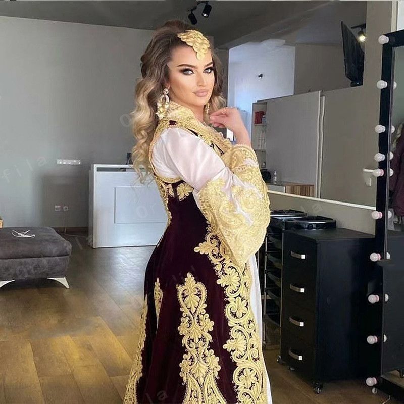 Modest Traditional Albanian Robes Black Evening Dresses Women Party Robe 2022 Lace Prom Dress vestido De Fiesta De Boda