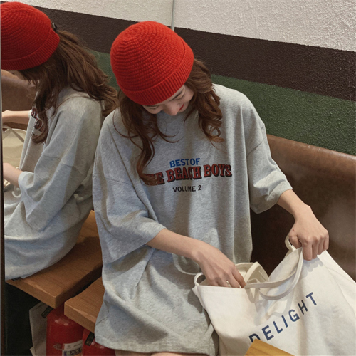 Casual Loose Fashion Basic Letter Printed All Match Oversize College Wind Street Sale Women Female Short Sleeve Top T-shirts 220321