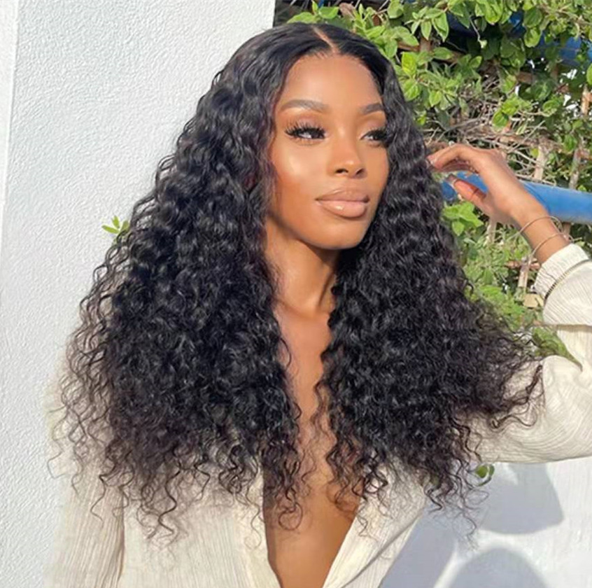 Invisible Real hd Transparent lace water wave 13x4 frontal lace wig pre plucked curly natural human hair 150% density