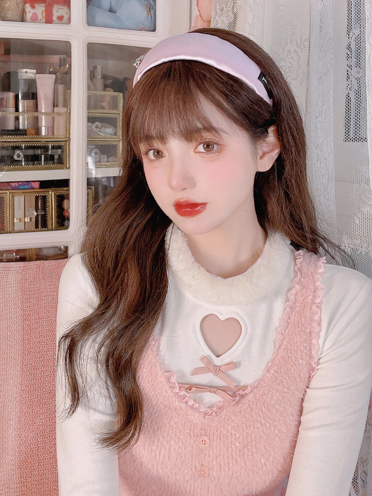 Winter Pink Kawaii Lolita Vest Women Lace Japanese Casual Sweet Cute Tanks Bow Warm Princess Camisole Korean Style Clothing 220325