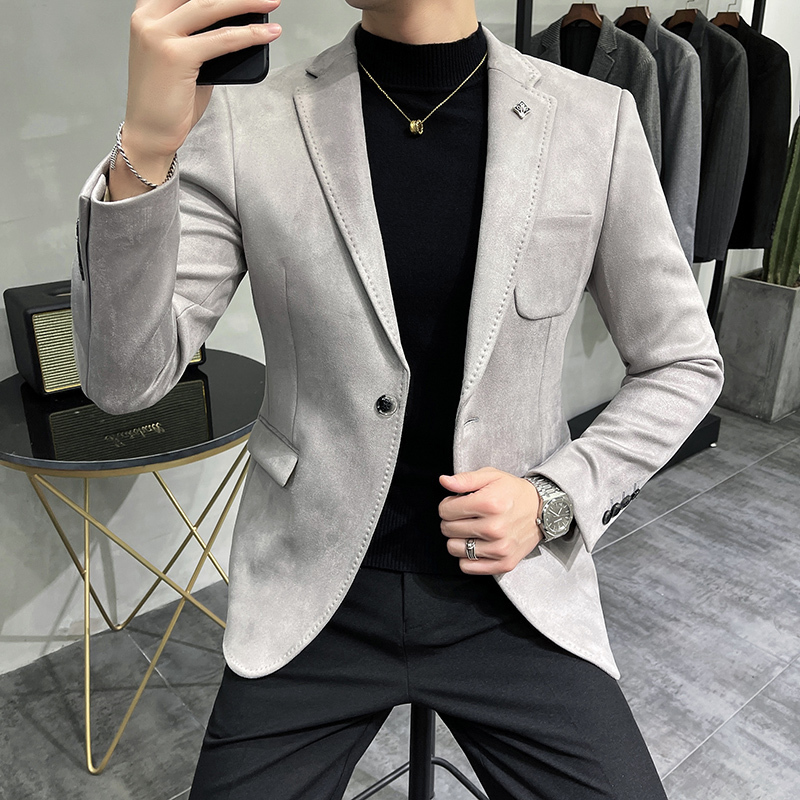 Fashion England Style Autumn Winter Thick Men's Velvet Suit Jacket / Male High Quality Plus Size Blazers Coat 220504