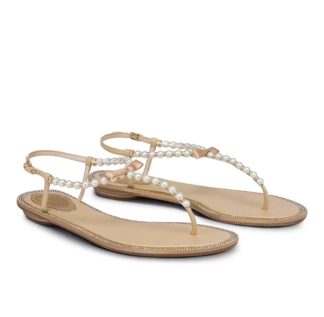 Summer Luxury Sandals Shoes Women Eliza Nappa Leather Flip Flops Pearl Strap Bridal Wedding Sandalias Comfort Walking EU35-43 
Summer Luxury Sandals Shoes Women Eliza Nappa Leather Flip Flops Pearl Strap Bridal Wedding Sandalias Comfort Walking EU35-43