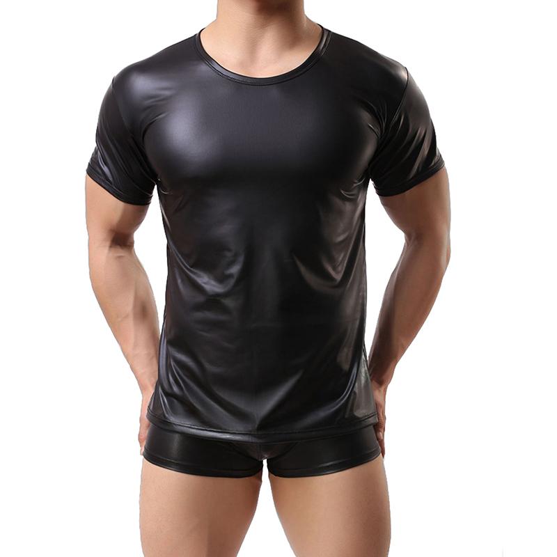 Men' T-Shirts Black Sexy Mens Soft Faux Leather Shirt Tops Wet Look Short Sleeve O Neck Tee Harajuku Fetish Tshirt Gothic Male Fitness Tops
Men' T-Shirts Black Sexy Mens Soft Faux Leather Shirt Tops Wet Look Short Sleeve O Neck Tee Harajuku Fetish Tshirt Gothic Male Fitness Tops