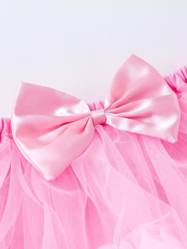 Baby Frill Trim Bow Front Mesh Skirt SHE01