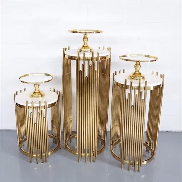 Grand Event Backdrops Dessert Floral Display Wedding Decoration gold Metal Plinth Table Background Arch Party Birthday Stage Cake Crafts Balloons Hold