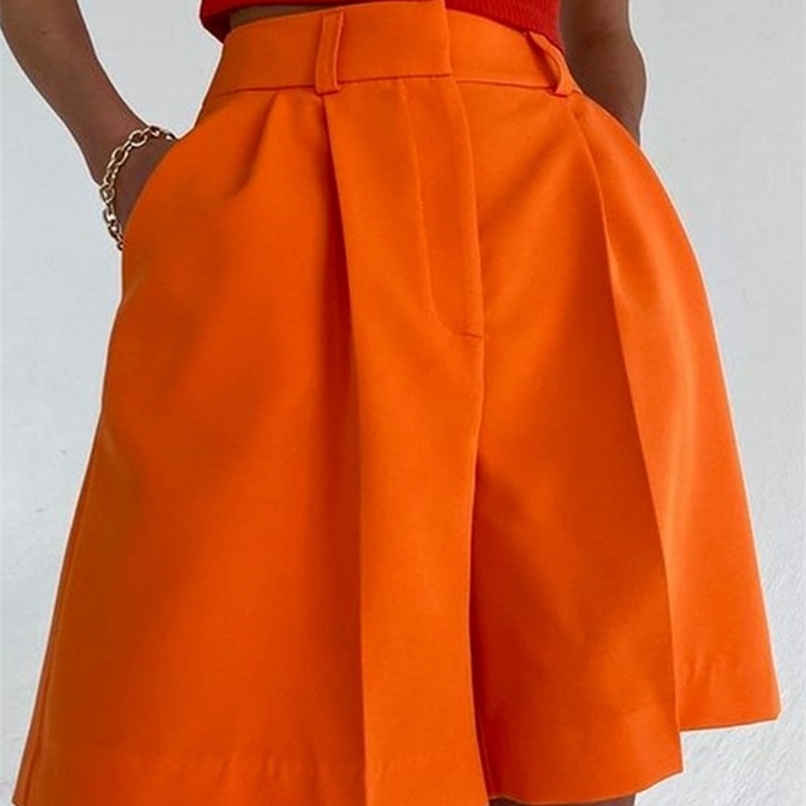 Bornladies Summer High Waist Shorts for Women Casual Loose Wide Leg Solid Female Short Pants Y2k Booty 220630