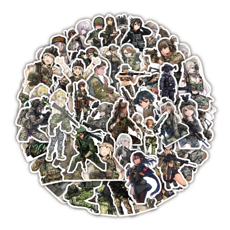 50Pcs/Lot Cartoon Army woman soldier stickers female soldier graffiti Stickerfor DIY Luggage Laptop Skate Bicycle Sticker