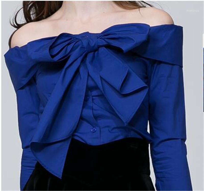 Arrival Spring Women Blouse Sexy Off Shoulder Shirts Elegant Office Lady Slash Neck Big Bow Tie Tops Blasa Women' Blouses, Blue
Arrival Spring Women Blouse Sexy Off Shoulder Shirts Elegant Office Lady Slash Neck Big Bow Tie Tops Blasa Women' Blouses, Blue