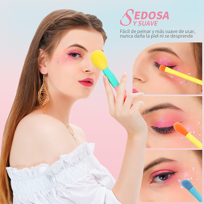 Docolor Colorful Makeup brushes set Cosmetic Foundation Powder Blush Eyeshadow Face Kabuki Blending Make up Brushes Beauty Tool 220623