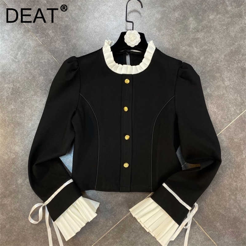 DEAT Spring Autumn Arrivals Stand Collar Long Sleeve Single Breasted Contrast Color Vintage Style Shirt MZ635 210709, Black
DEAT Spring Autumn Arrivals Stand Collar Long Sleeve Single Breasted Contrast Color Vintage Style Shirt MZ635 210709, Black