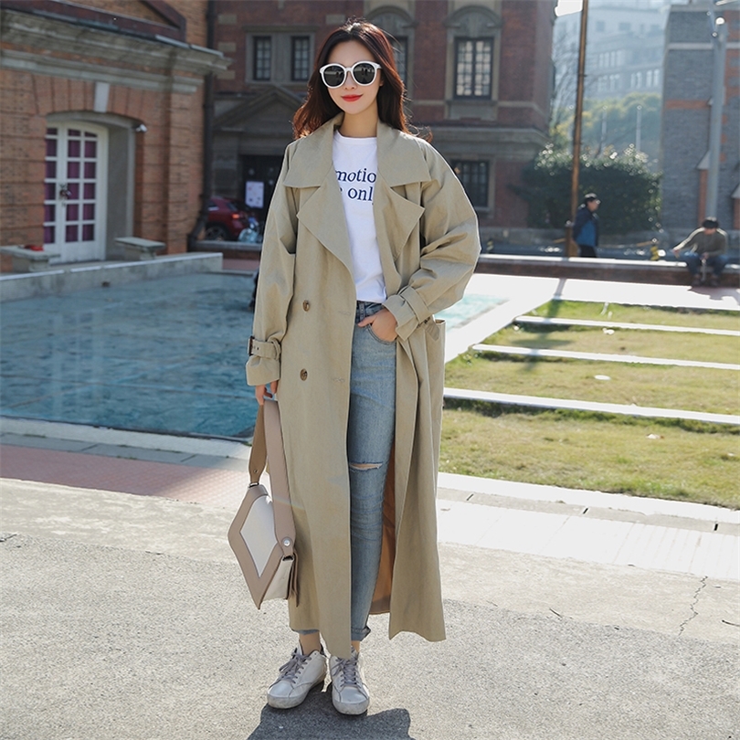 New Arrival Women Fashion Holiday Comfortable Loose Trench Coat Professional Ol Temperament Solid Girls Warm Outdoor Long Trench T200319