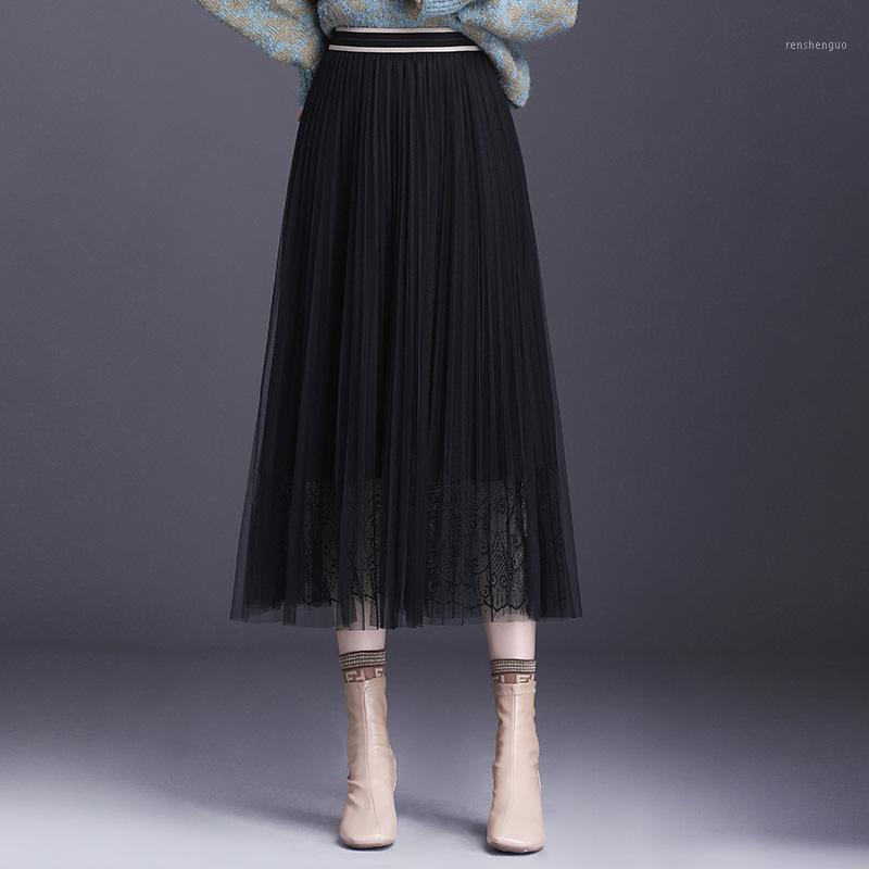Skirts HIgh Quality Lace Mesh Pleated Women 2022 Autumn Winter Two Side Wear Casual Mid Laides Korean Long Skirt, 1900 black
Skirts HIgh Quality Lace Mesh Pleated Women 2022 Autumn Winter Two Side Wear Casual Mid Laides Korean Long Skirt, 1900 black