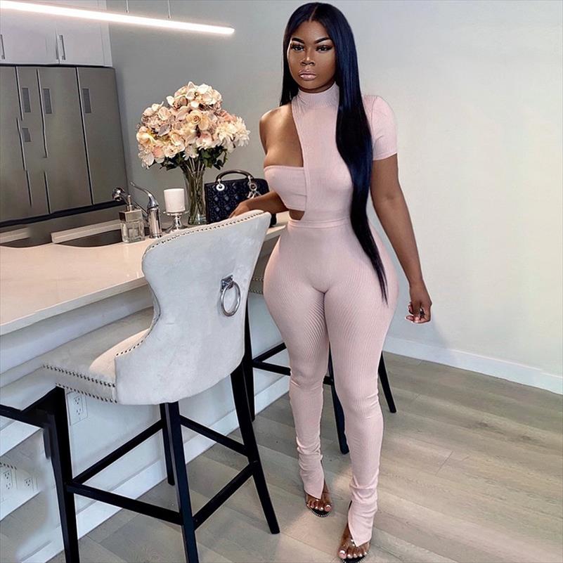Casual One Shoulder Knit Rib Body Romper Women Jumpsuit Sexy Hollow Out Short Sleeve Slit Hem Flare Pants Slim, Pink jumpsuit
Casual One Shoulder Knit Rib Body Romper Women Jumpsuit Sexy Hollow Out Short Sleeve Slit Hem Flare Pants Slim, Pink jumpsuit