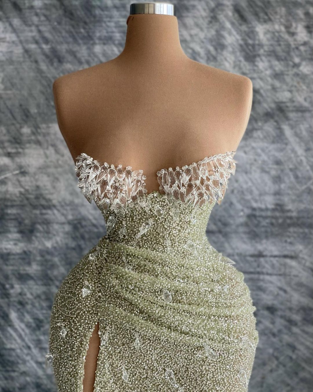 Plus Size Arabic Aso Ebi Silver Mermaid Luxurious Prom Dresses Crystals Sexy Evening Formal Party Second Reception Birthday Engagement Gowns Dress ZJ4