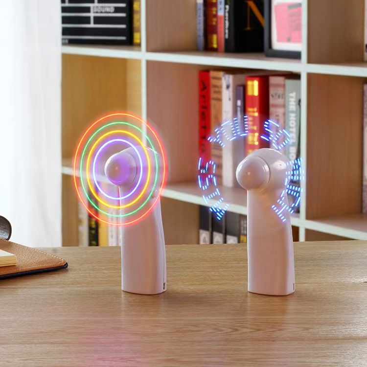 LED handheld with flash Electric Fans DIY creative gift logo mini portable electric fan