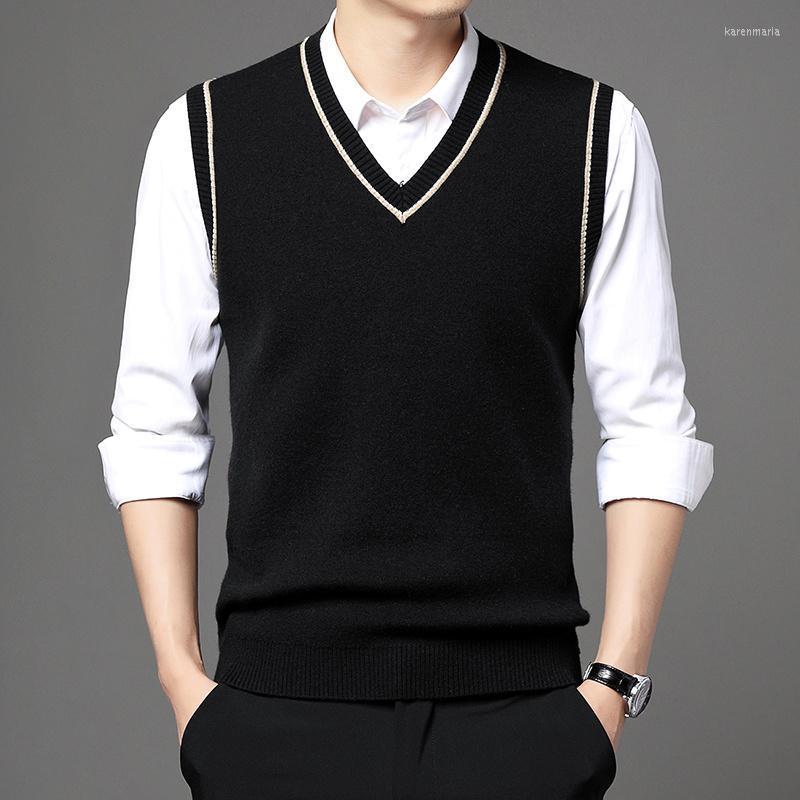 Men's Vests Pure Wool Sweater Vest 2022 Spring V-neck Sleeveless For Young And Middle-aged People Kare22, Black
Men's Vests Pure Wool Sweater Vest 2022 Spring V-neck Sleeveless For Young And Middle-aged People Kare22, Black