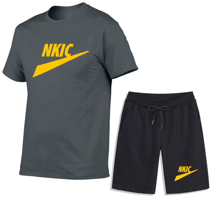 Summer Mens Sports Tracksuit Suit Cotton Black T-Shirt Sportswear Clothes 2 Piece Sets Men Brand LOGO printing Short Sleeved Streetwear, Orange
Summer Mens Sports Tracksuit Suit Cotton Black T-Shirt Sportswear Clothes 2 Piece Sets Men Brand LOGO printing Short Sleeved Streetwear, Orange
