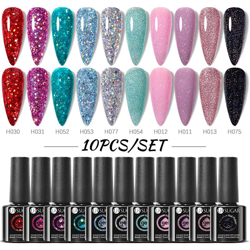 Nail Art Kits UR SUGAR 10pcs Glass Bottle Glitter Sequin Gel Polish Set Semi Permanent Soak Off UV LED Varnish All For Manicure
Nail Art Kits UR SUGAR 10pcs Glass Bottle Glitter Sequin Gel Polish Set Semi Permanent Soak Off UV LED Varnish All For Manicure