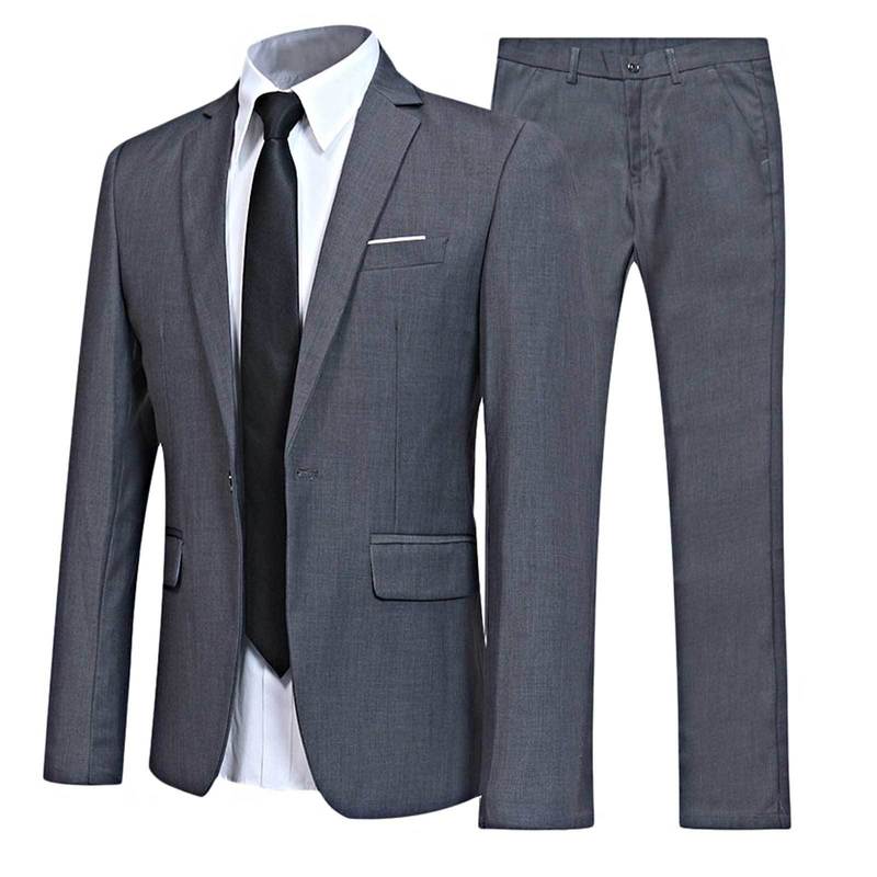 2Pcs Men Gentleman Suit One-Button Notch Flap Pockets Lapel Long Sleeve Jacket Blazer Long Pants Set for Office Meetings 220817