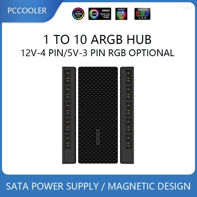 

Fans & Coolings Pccooler 1 To 10 RGB Multi Way Splitter 5V/3PIN And 12V/4PIN Computer Case Fan Expansion Box Hub Adapter SATA Power SupplyFa