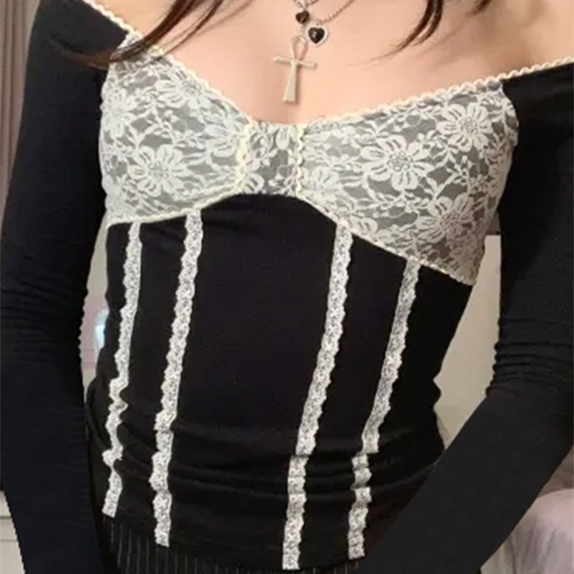 Rapcopter y2k Lace Crop Top Backless Tie Up Kawaii T Shirt Full Sleeve V Neck Bow Patched Pullovers Retro Fairycore Women Tees 220407, Black
Rapcopter y2k Lace Crop Top Backless Tie Up Kawaii T Shirt Full Sleeve V Neck Bow Patched Pullovers Retro Fairycore Women Tees 220407, Black