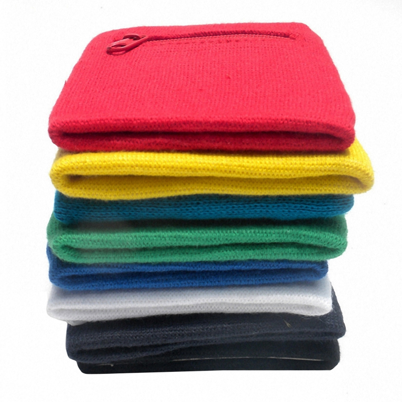 10Pcs Sport Wristband Sweatband Football Yoga Gym Basketball Running Sweat-absorbent Zippered Pocket Sports Wrist Wallet Pouch