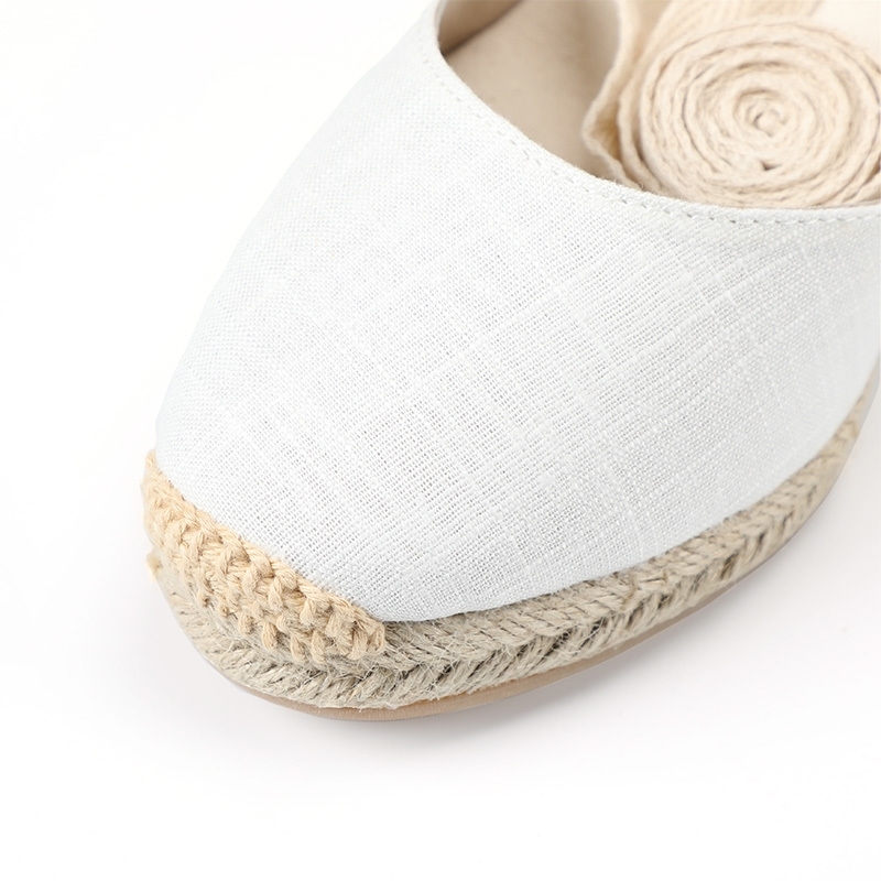 Womens Summer Espadrille Heel Platform Wedge Sandals Ankle Buckle Strap Closed Toe Shoescrosstied Rubber Laceup 210306