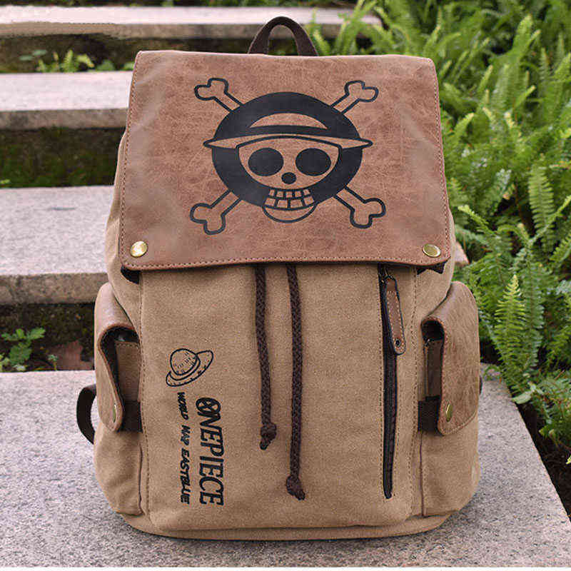 Anime Backpack Travel Backpacks Luffy One Piece Cosplay Eren Bag Cartoon Canvas Outdoor Teenagers Schoolbag Shoulders Bags AA220316