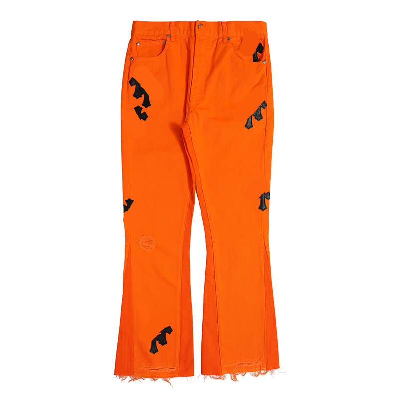 Jeans Preto Branco Men's Street Leather Cross Embroidered Silver Buckle Orange Denim Flared Pants Loose Hip Hop Trousers
Jeans Preto Branco Men's Street Leather Cross Embroidered Silver Buckle Orange Denim Flared Pants Loose Hip Hop Trousers
