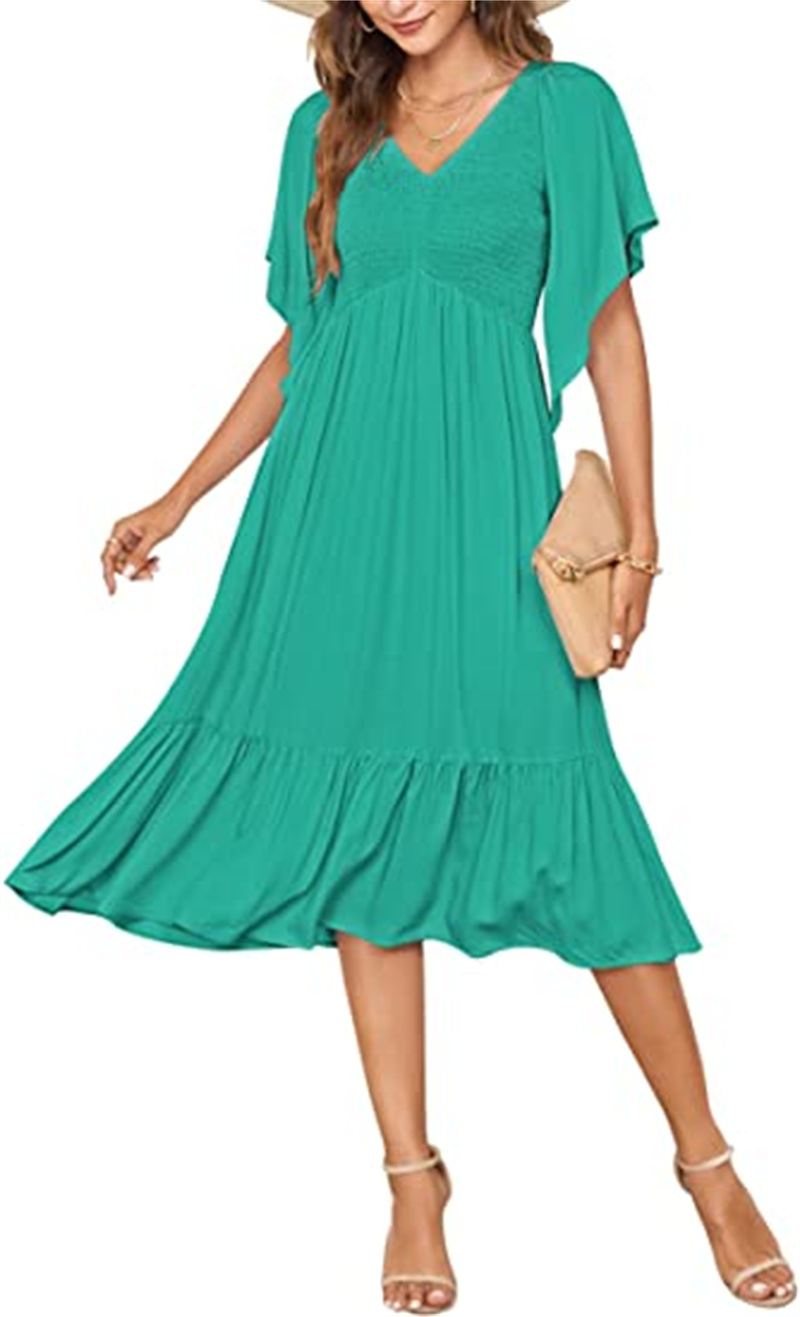 Women's Tops & Tees summer layered dress blouse Flowing short sleeve V-neck mid-length dress, Photo color
Women's Tops & Tees summer layered dress blouse Flowing short sleeve V-neck mid-length dress, Photo color