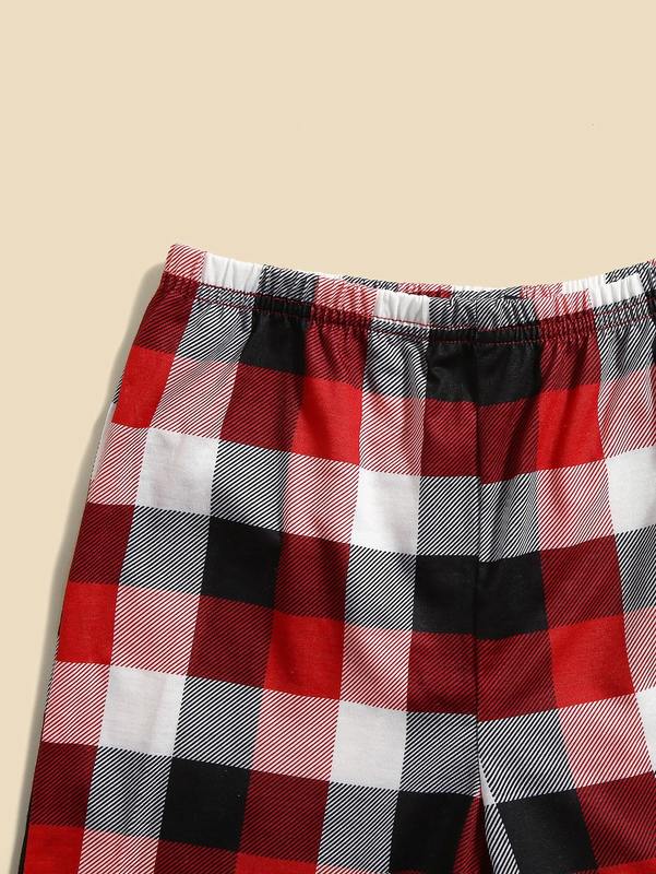 Toddler Boys 1pc Christmas Slogan Graphic Tee & 1pc Plaid Pants SHE