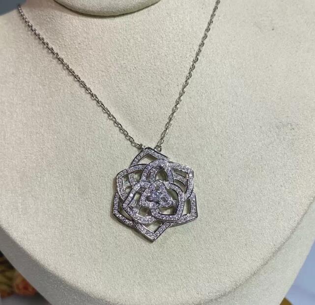 Chouchong Brand Wedding Jewelry Set Luxury 925 Sterling Silver Rose Flower Pendant Pave White Sapphire CZ Diamond Gemstones Party Women Stud Earring N