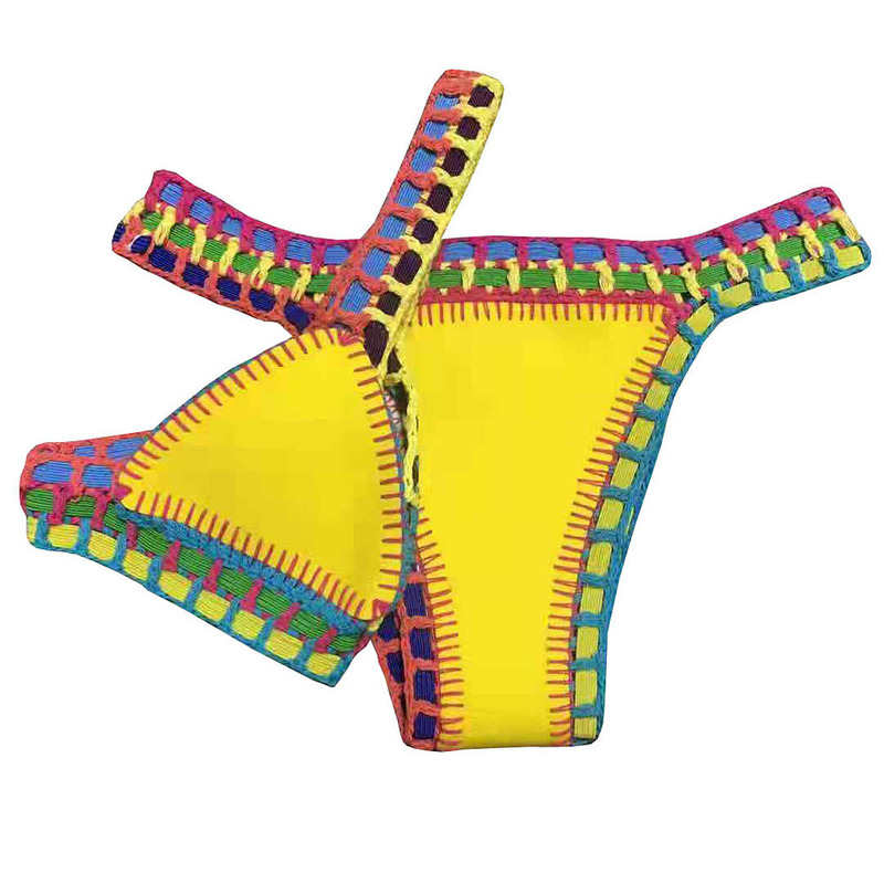 Women Bikini Set Reversible Swimwear Beachwear Sexy Low Waist Handmade Knit Swimsuit Female Bathing Suit Swimming 220611gx