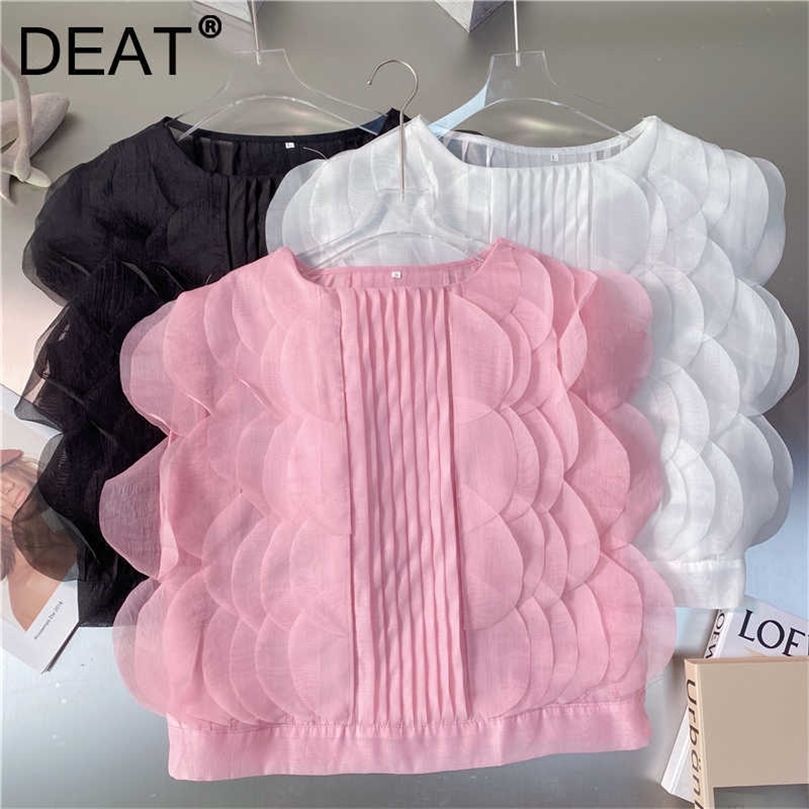 DEAT Women Chiffon Pleated T-shirt Solid Color Round Neck Sleeveless Temperament Fashion Spring Summer 11D1024 210709, Black
DEAT Women Chiffon Pleated T-shirt Solid Color Round Neck Sleeveless Temperament Fashion Spring Summer 11D1024 210709, Black