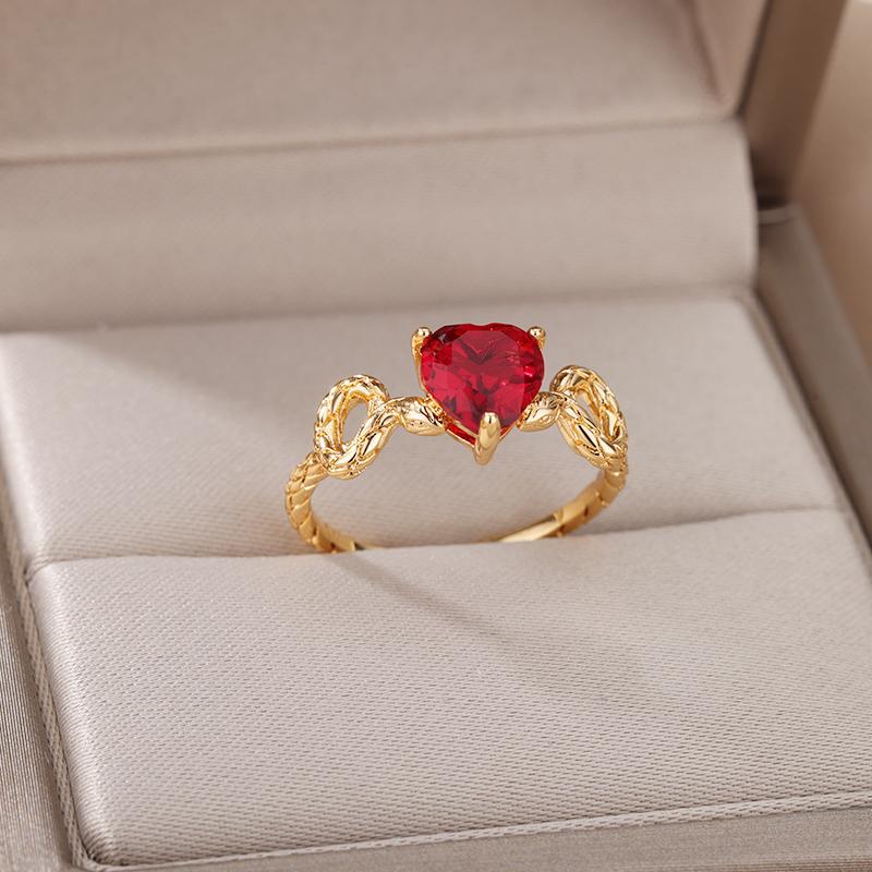 Wedding Rings Red Zircon Heart For Women Lover Gold Color Stainless Steel Open Engagement Ring Female Fashion JewelryWedding
Wedding Rings Red Zircon Heart For Women Lover Gold Color Stainless Steel Open Engagement Ring Female Fashion JewelryWedding