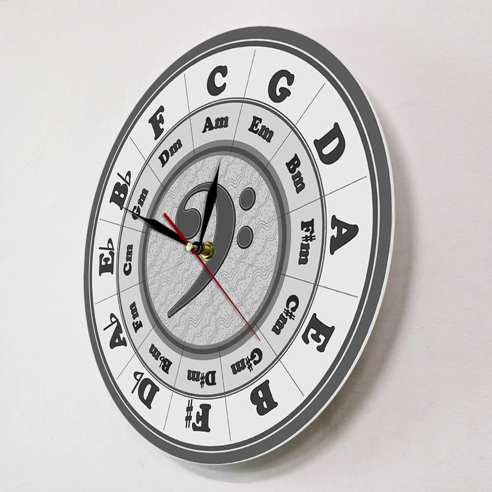 Bass Clef Circle Of Fifths Worksheet Wall Clock Home Decor Music Key Harmony Theory Wall Watch Musician Composer Artist Gift