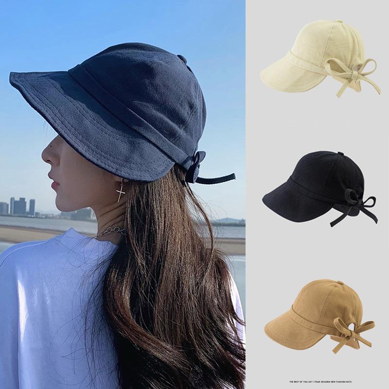 Berets Fashion Spring Summer Women Girls Fishing Caps Virsor Bow Back Sun Hats Beach Buckets Fisherman Solid Color Lady Sport, Black 2 
Berets Fashion Spring Summer Women Girls Fishing Caps Virsor Bow Back Sun Hats Beach Buckets Fisherman Solid Color Lady Sport, Black 2