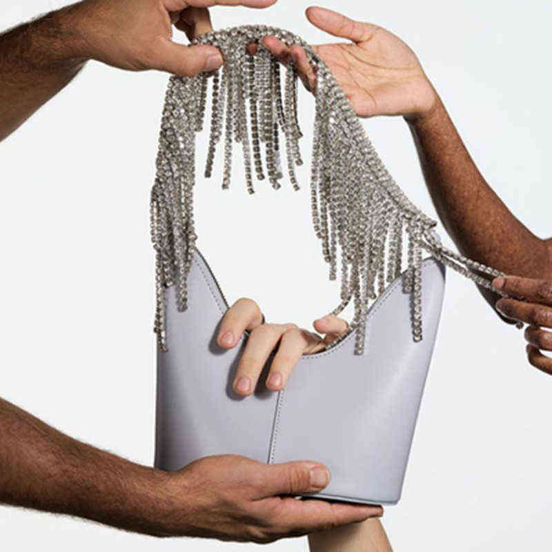 Shoulder Bags Reusable Designer Women Rhinestones evening bag crystal fringe tote hand party purse tassel handle shoulder crossbody 220512, Gray
Shoulder Bags Reusable Designer Women Rhinestones evening bag crystal fringe tote hand party purse tassel handle shoulder crossbody 220512, Gray