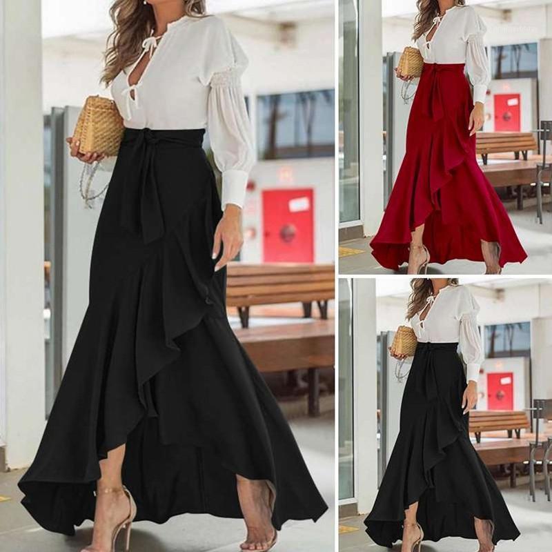 Skirts Elegant OL Long Skirt Women Summer High Waist Belted Fishtail Ladies Casual Loose Ruffles Party, Black
Skirts Elegant OL Long Skirt Women Summer High Waist Belted Fishtail Ladies Casual Loose Ruffles Party, Black