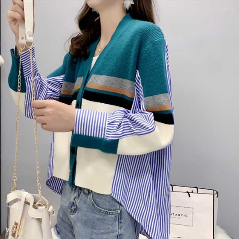 Women's Knits & Tees Spring Streetwear Women Sweater Stitching Shirt Fashion Loose Cardigan Femme Korean Stripe Knitting Blouse Mujer Perf22, Sky blue
Women's Knits & Tees Spring Streetwear Women Sweater Stitching Shirt Fashion Loose Cardigan Femme Korean Stripe Knitting Blouse Mujer Perf22, Sky blue