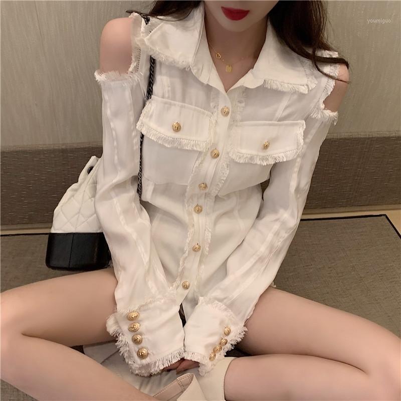 Women's Blouses & Shirts Fashion Tassel Off-shoulder Hollow Out White Shirt Retro Single-breasted Long-sleeved Blusas Mujer De Moda 2022 Ver
Women's Blouses & Shirts Fashion Tassel Off-shoulder Hollow Out White Shirt Retro Single-breasted Long-sleeved Blusas Mujer De Moda 2022 Ver