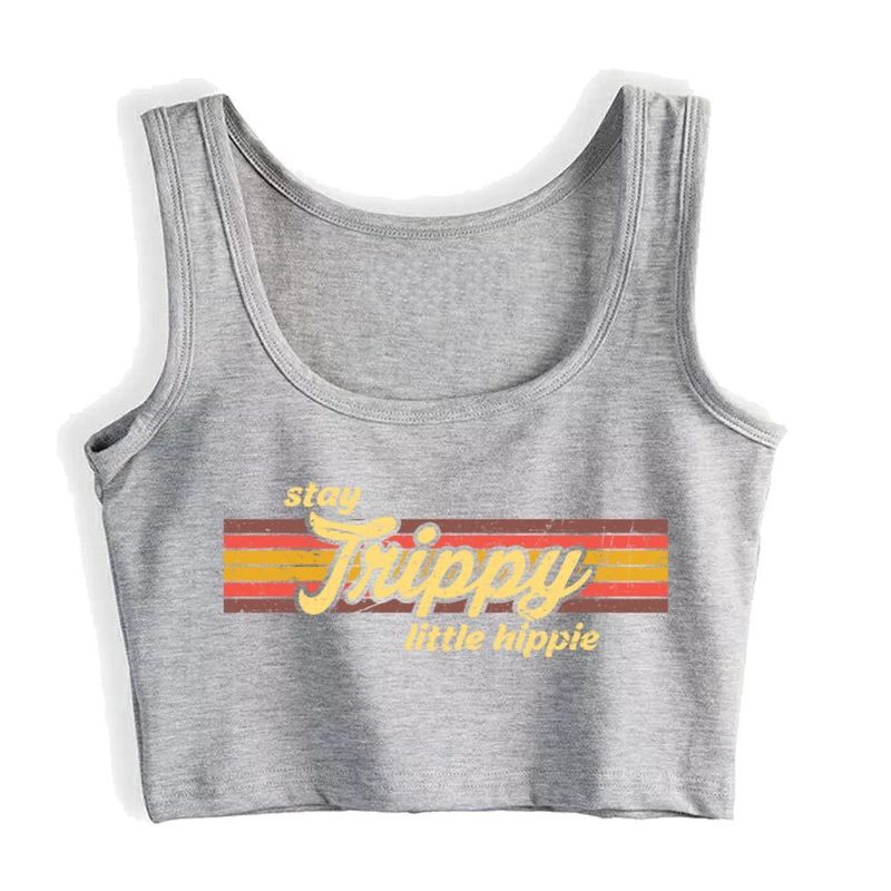Crop Top Female Stay Trippy Little Hippie Clothes Black Print Tank women Tube 220325