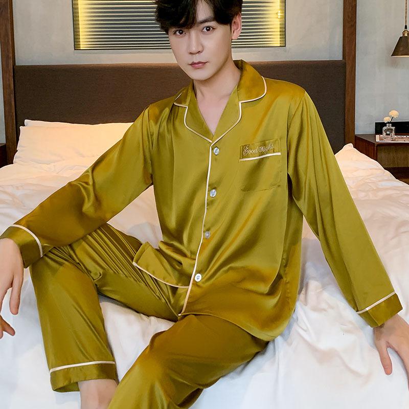 Men's Sleepwear Summer Satin Long Sleeve Pants Men Pajamas Set Homewear Suit Casual Two-Piece Pyjamas Male -XXXLMen's, Black 229
Men's Sleepwear Summer Satin Long Sleeve Pants Men Pajamas Set Homewear Suit Casual Two-Piece Pyjamas Male -XXXLMen's, Black 229