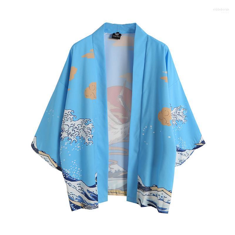 Japanese Style Blue Print Men's Shirts Brand Mens Casual Loose Open Front 3/4 Sleeve Blouse Chaquetas Hombre Eldd22
Japanese Style Blue Print Men's Shirts Brand Mens Casual Loose Open Front 3/4 Sleeve Blouse Chaquetas Hombre Eldd22