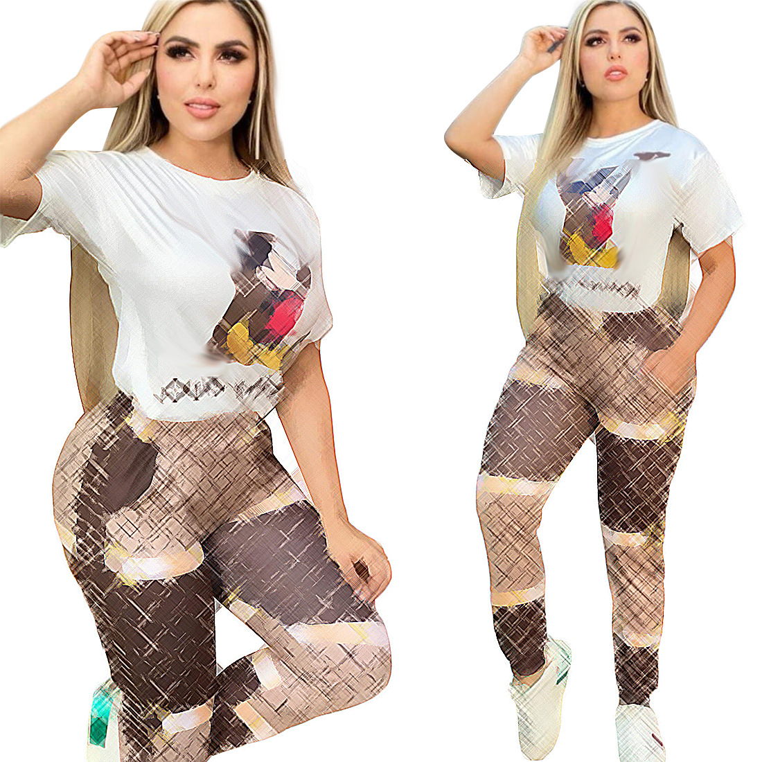 J2674 Summer Letter Print Tracksuits For Womens Short Sleeve O-neck Tops And Sports Pants Casual Brand 2 Piece Sets
J2674 Summer Letter Print Tracksuits For Womens Short Sleeve O-neck Tops And Sports Pants Casual Brand 2 Piece Sets