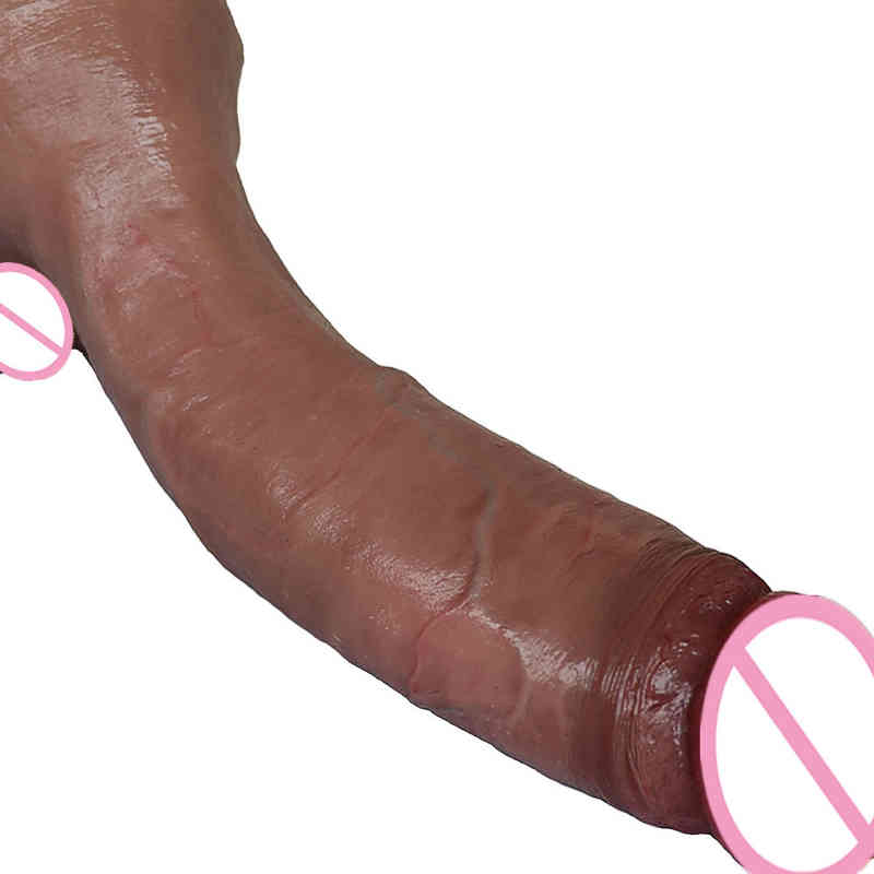 Vibrator Sexy toys Massager Skin Feeling Realistic Penis Soft Huge Dildo Female Masturbator Double Layer Silicone Suction Cup Adults For Women Bi