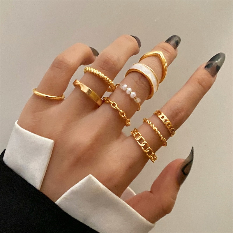 Vintage Metal Geometric Joint Ring Set for Women s Punk Gold ColorChain Twisted Circle Pearl Finger Minimalist Jewelry Gift 220716
Vintage Metal Geometric Joint Ring Set for Women s Punk Gold ColorChain Twisted Circle Pearl Finger Minimalist Jewelry Gift 220716