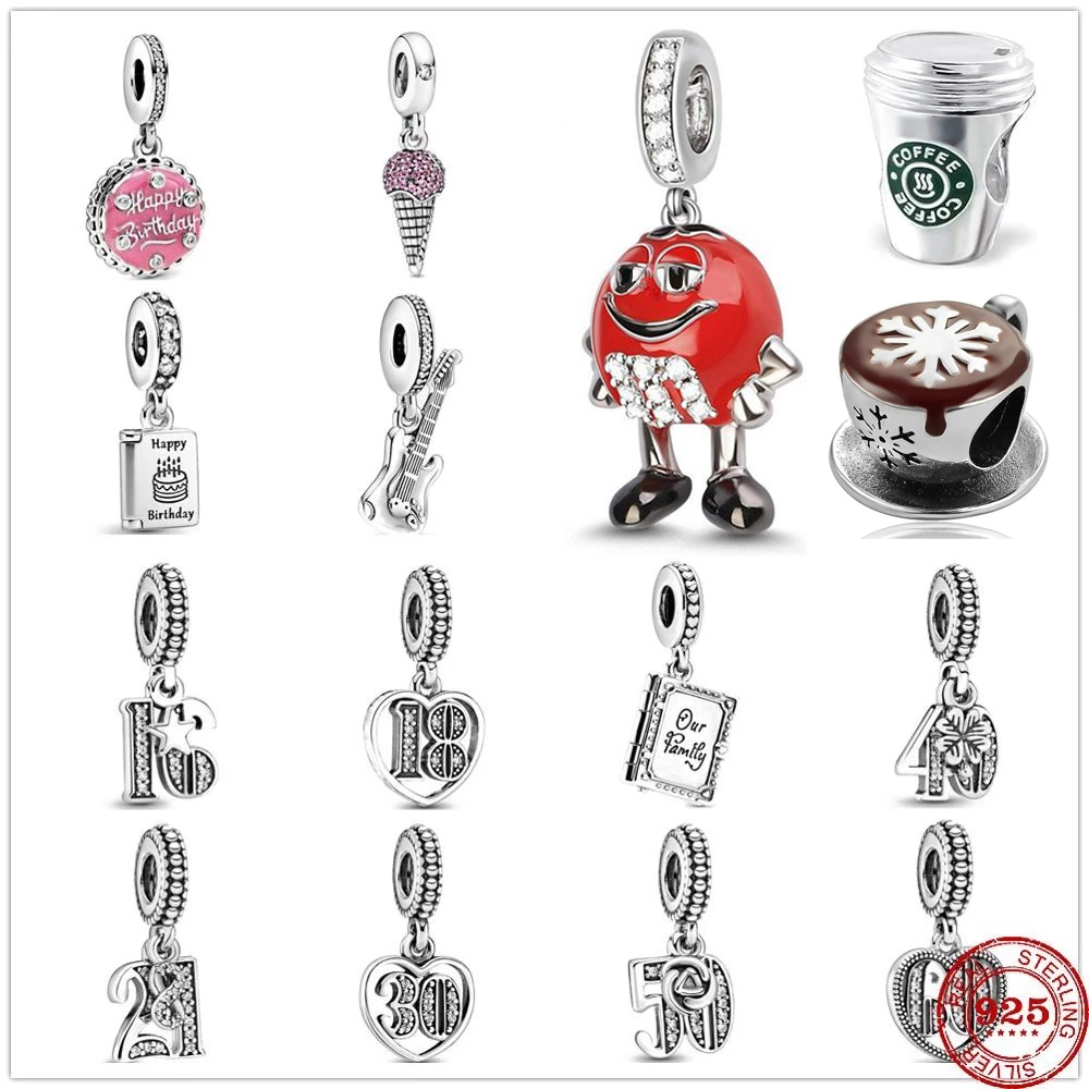 925 Silver Charm Beads Dangle birthday party Ice coffee Family Book Bead Fit Pandora Charms Bracelet DIY Jewelry Accessories
925 Silver Charm Beads Dangle birthday party Ice coffee Family Book Bead Fit Pandora Charms Bracelet DIY Jewelry Accessories