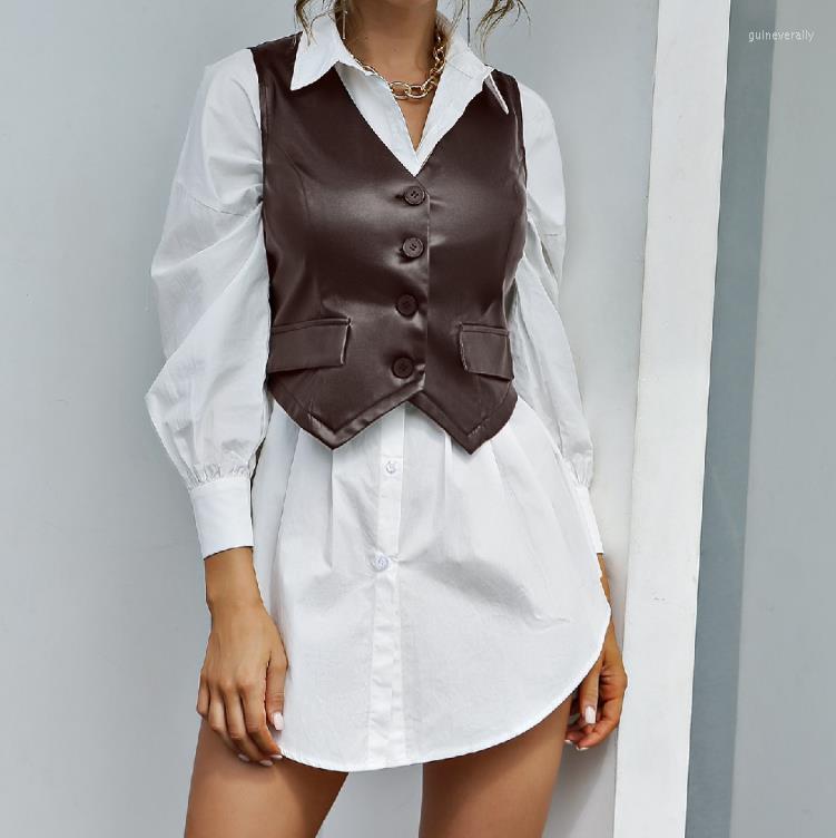 Women's Vests V-Neck Solid Color Slim Cardigan Layered PU Leather Vest Short Top Women Guin22, Brown
Women's Vests V-Neck Solid Color Slim Cardigan Layered PU Leather Vest Short Top Women Guin22, Brown